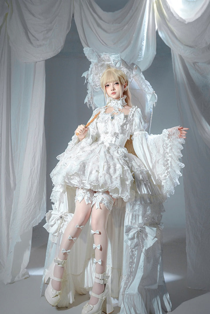 White Rabbit Princess Lolita Gothic Wedding White JSK Dress
