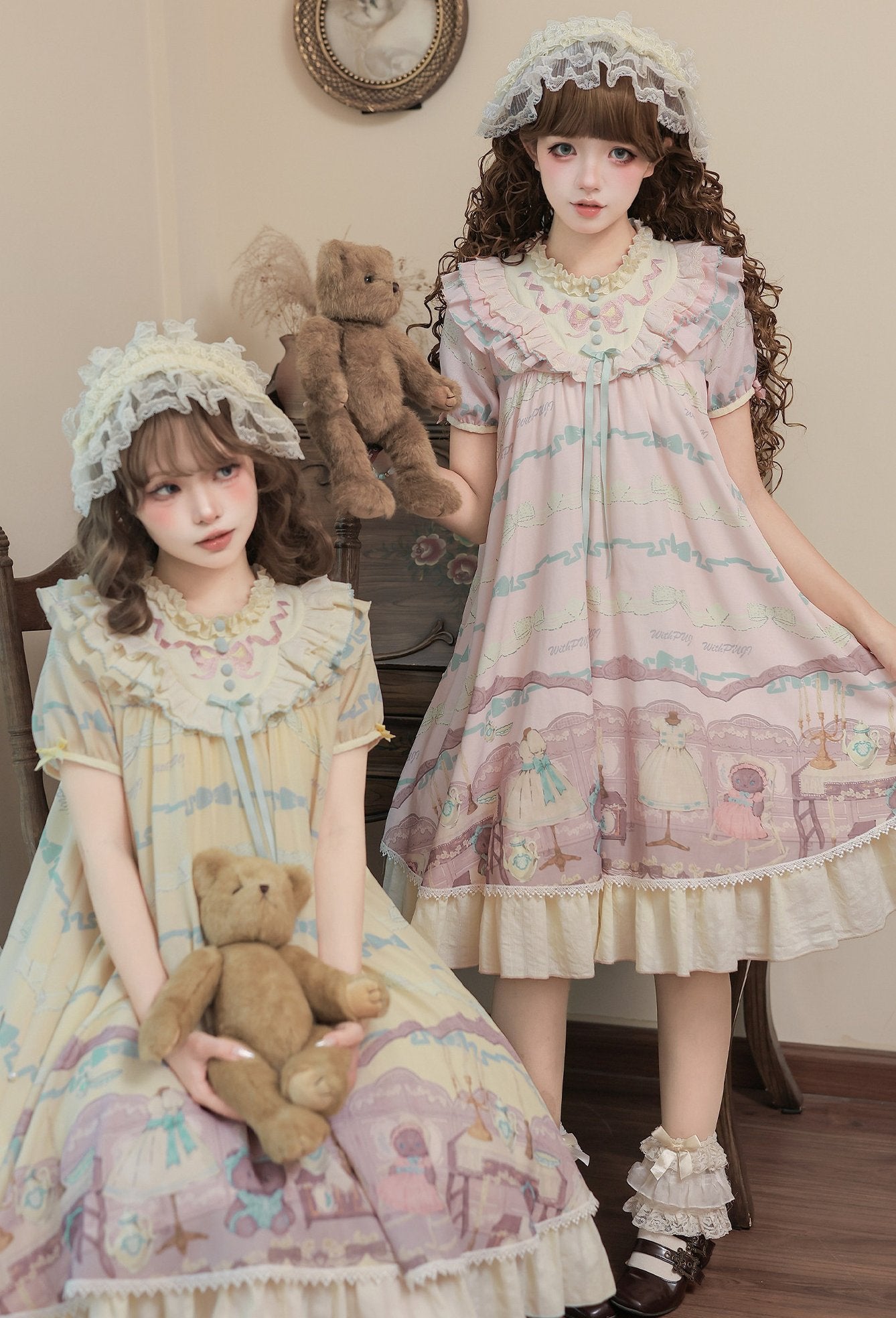 Frosted Bear Dollhouse Antique Doll Lolita OP Dress