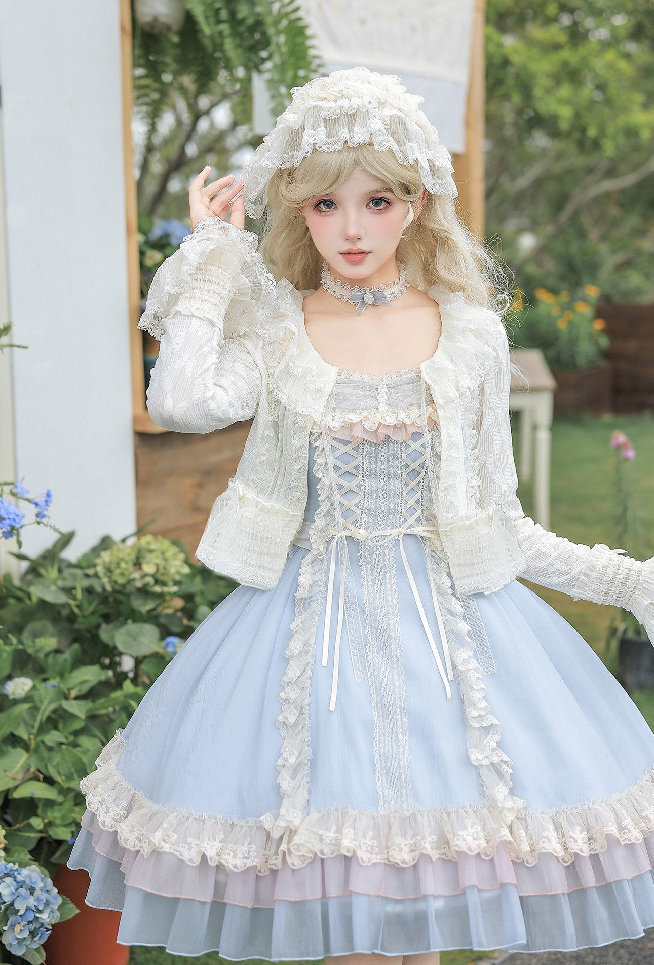 Island Diary Blue Romantic Flutter Sleeve Lolita JSK Dress