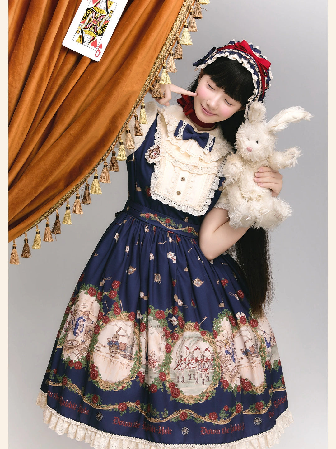 Falling into the Rabbit Hole Lolita Original Fairy Tale Printed OP & JSK Dress