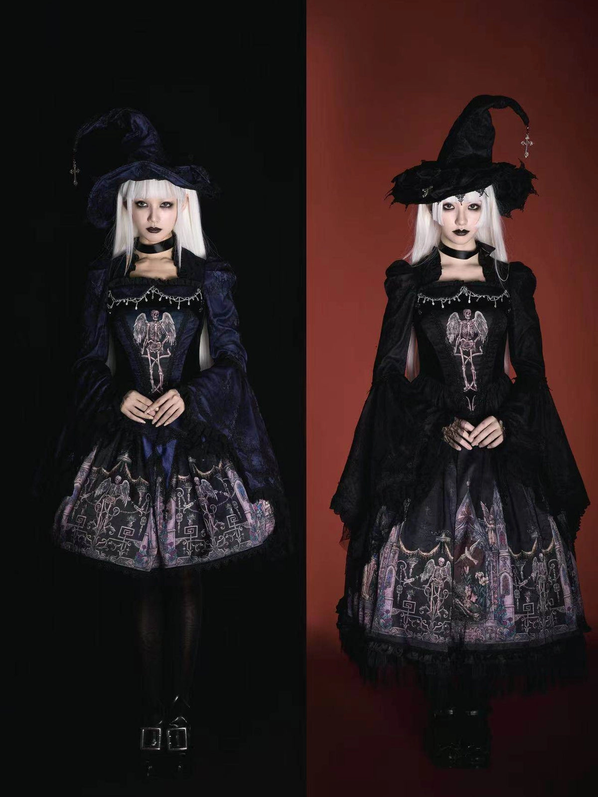 Rose Church Lolita Gothic Irregular Top & SK with Witch Hat Set