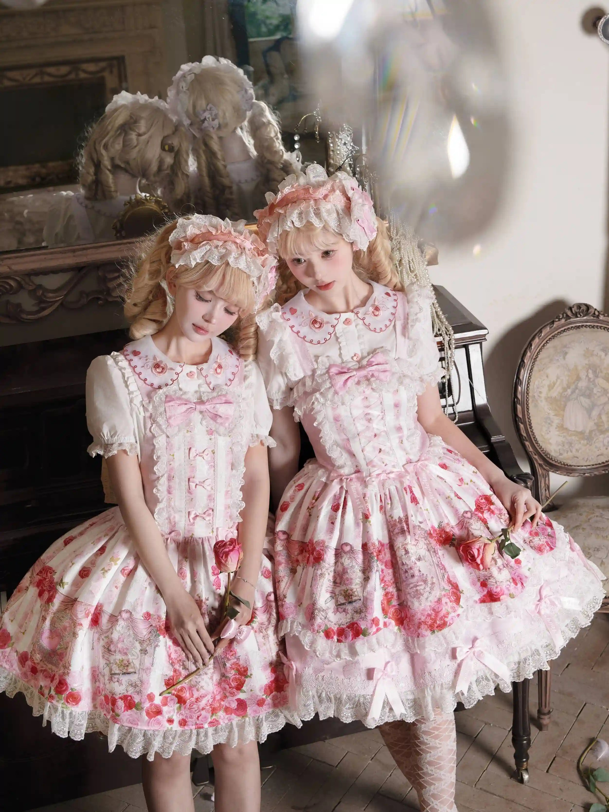 Rose Wall Sweet Lolita OP JSK Suspender Dress