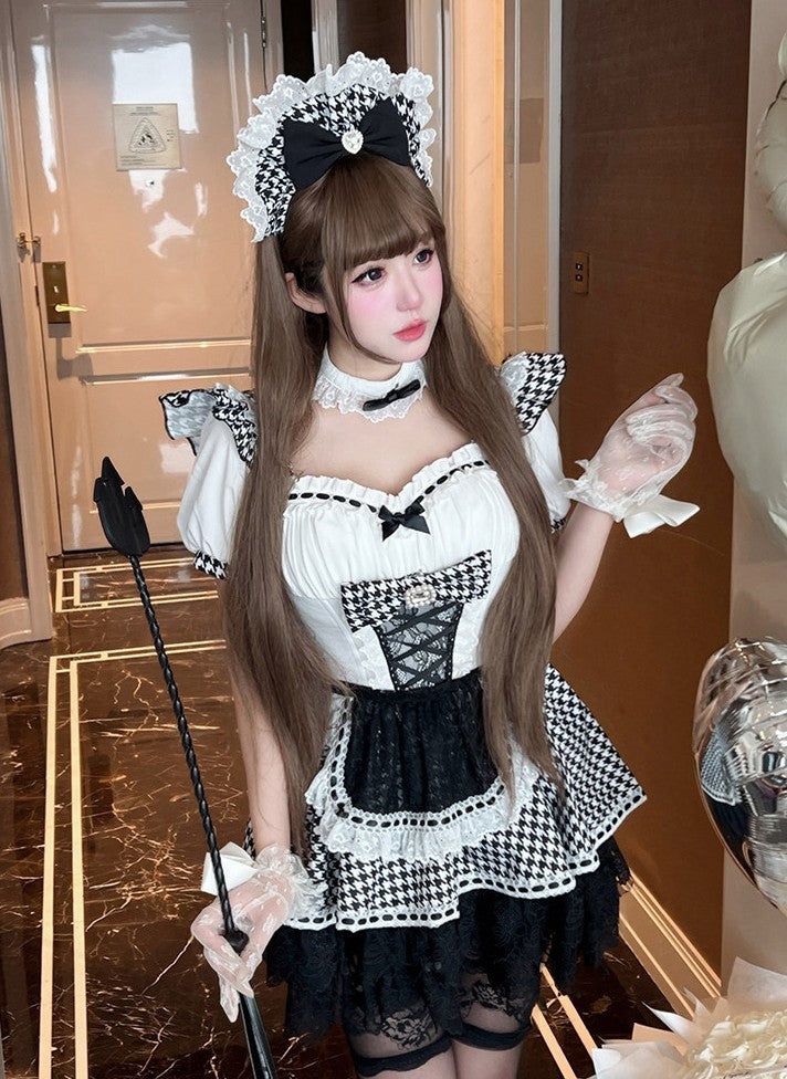 Love Houndstooth Sweet Holiday Uniform Dress