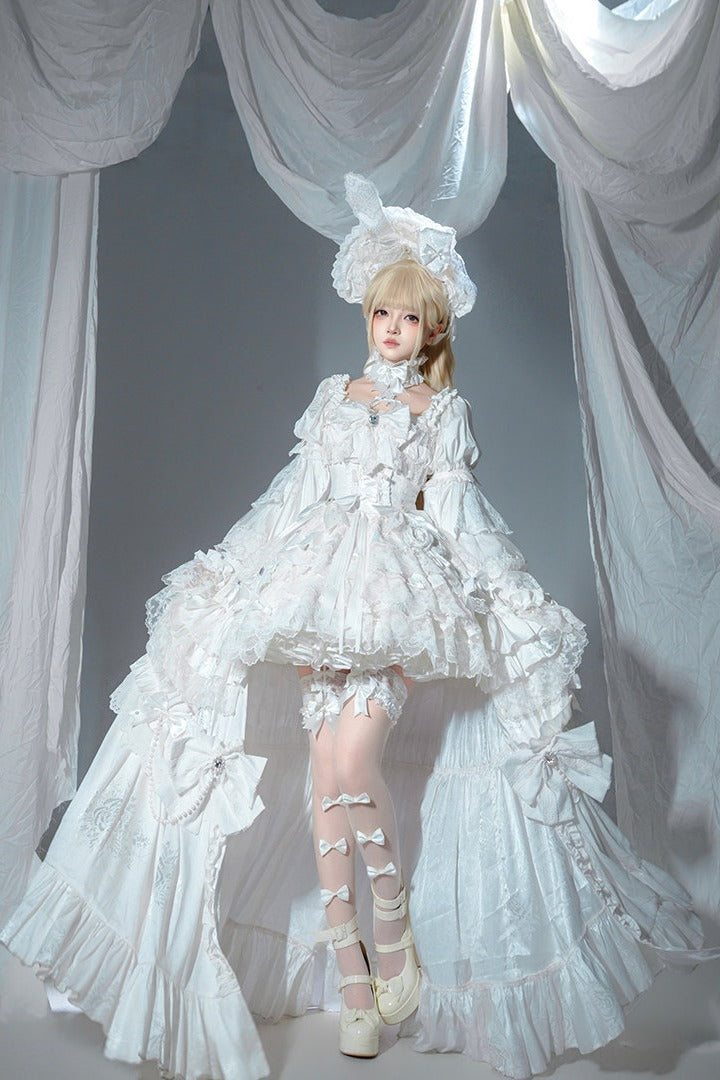White Rabbit Princess Lolita Gothic Wedding White JSK Dress