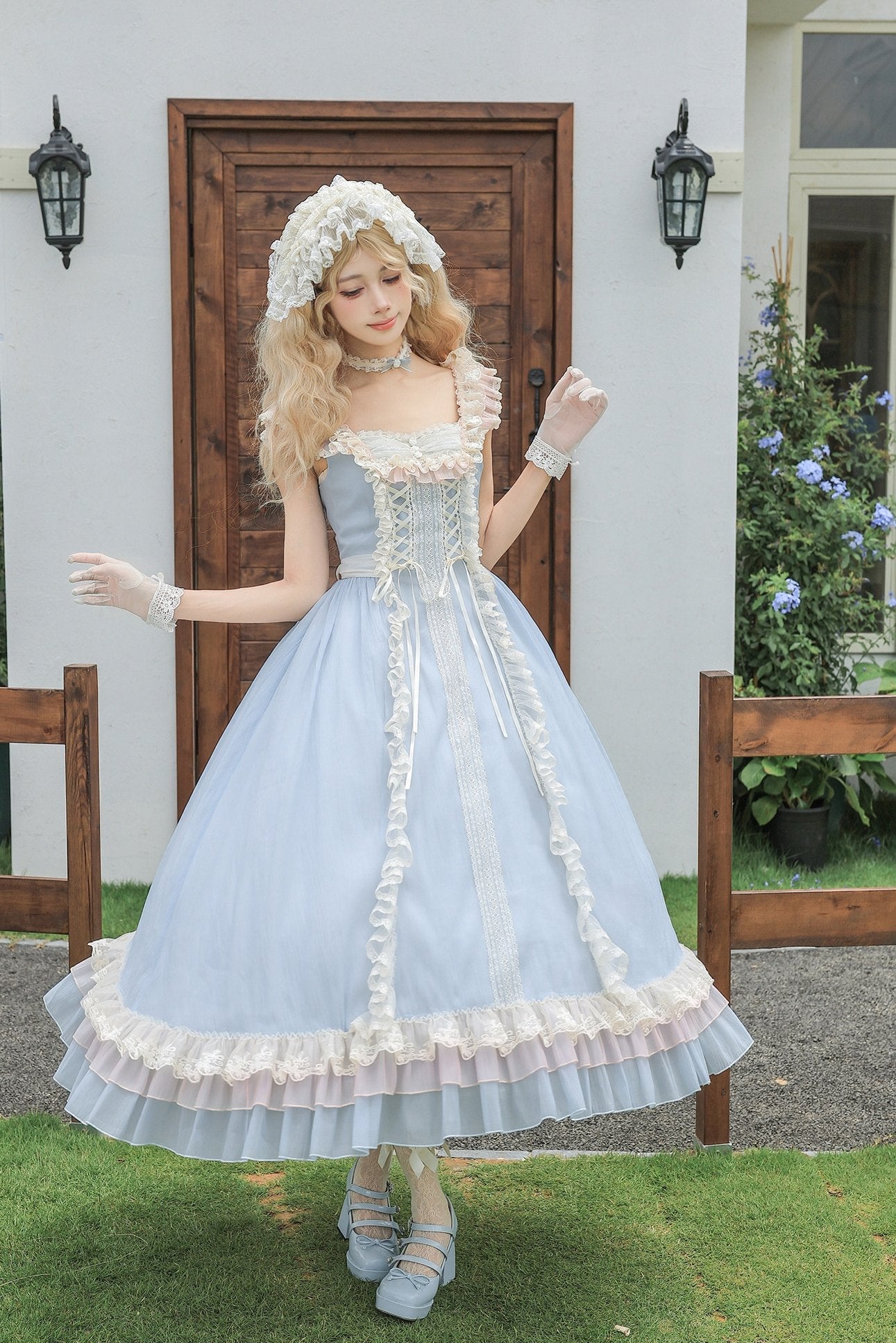Island Diary Blue Romantic Flutter Sleeve Lolita JSK Dress