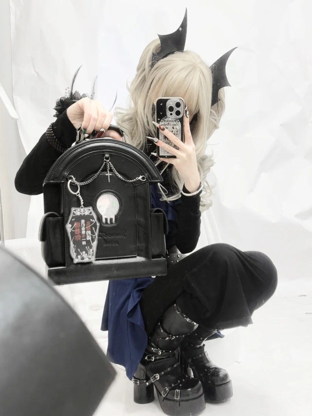 Gothic Lolita Skull Tombstone Shaped Doll Bag