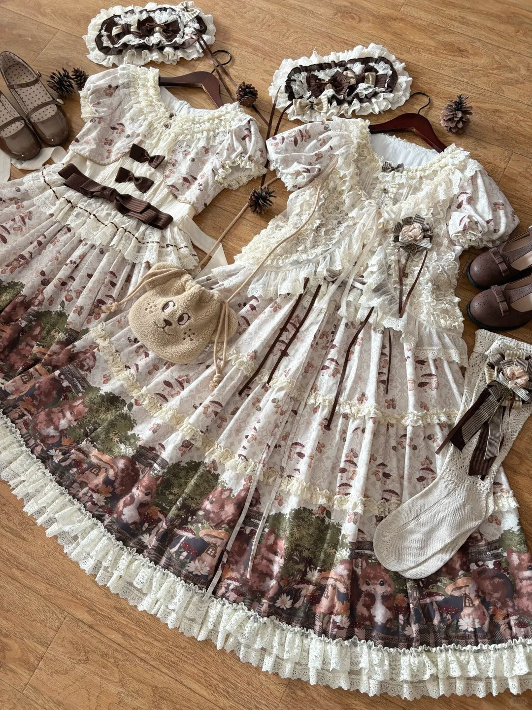 Magic Telegram Squirrel Fairytale Cottage Lolita Long OP
