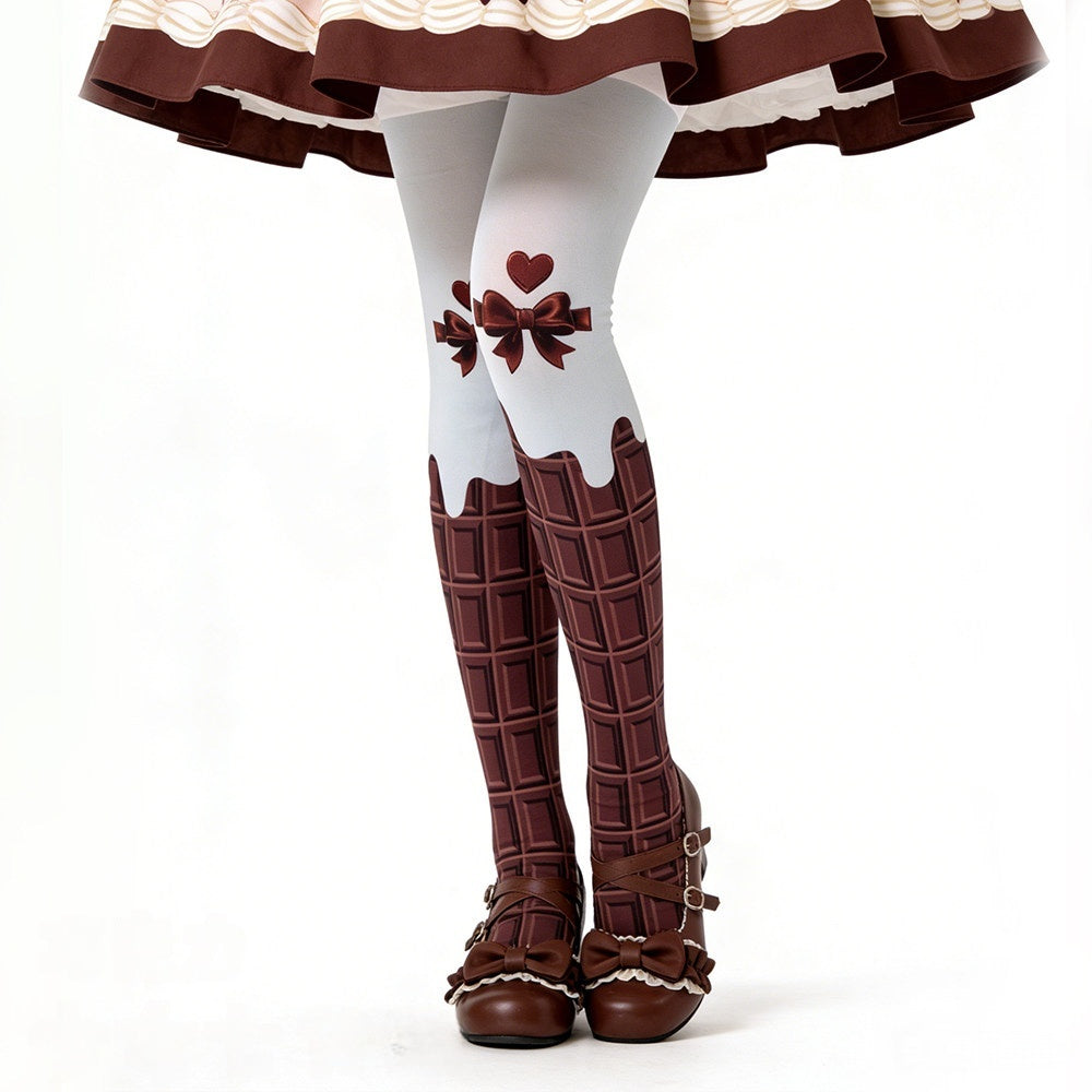 Sweet Chocolate Printed Lolita Tights