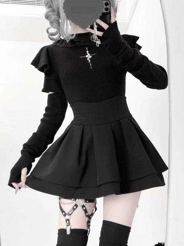 Lolita Goth Subculture Mock Turtleneck Knit Top LR1005