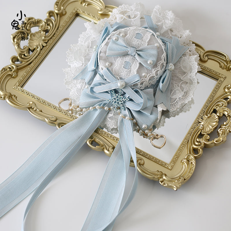 Lolita Classic Mini Top Hat Hair Clip with Bows
