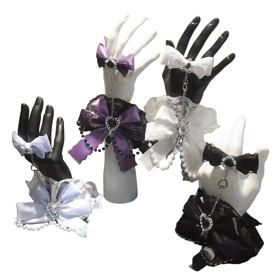 Y2K Harajuku Lace Hand Cuff & Slave Bracelet LE6005