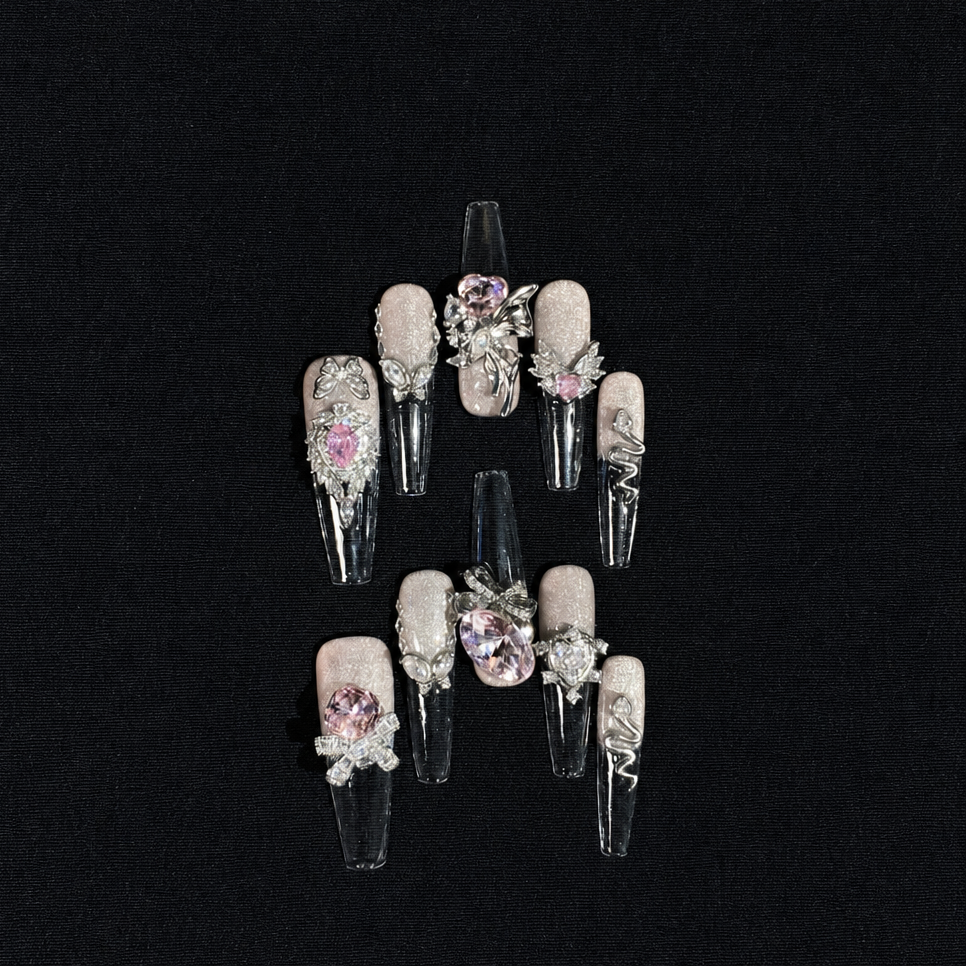 Peachy Sweet Lolita Handmade Detachable Press-On Nails