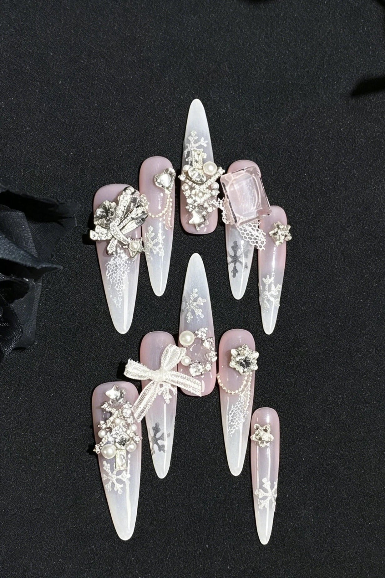Winter Love Song Lolita Handmade Detachable Press-On Nails
