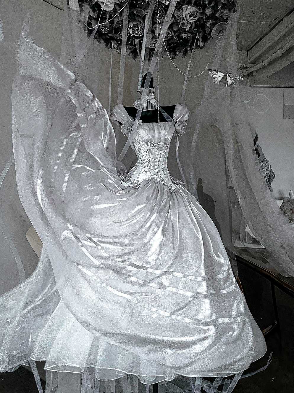 Lolita Silver White Satin Ballet Dress LC1010