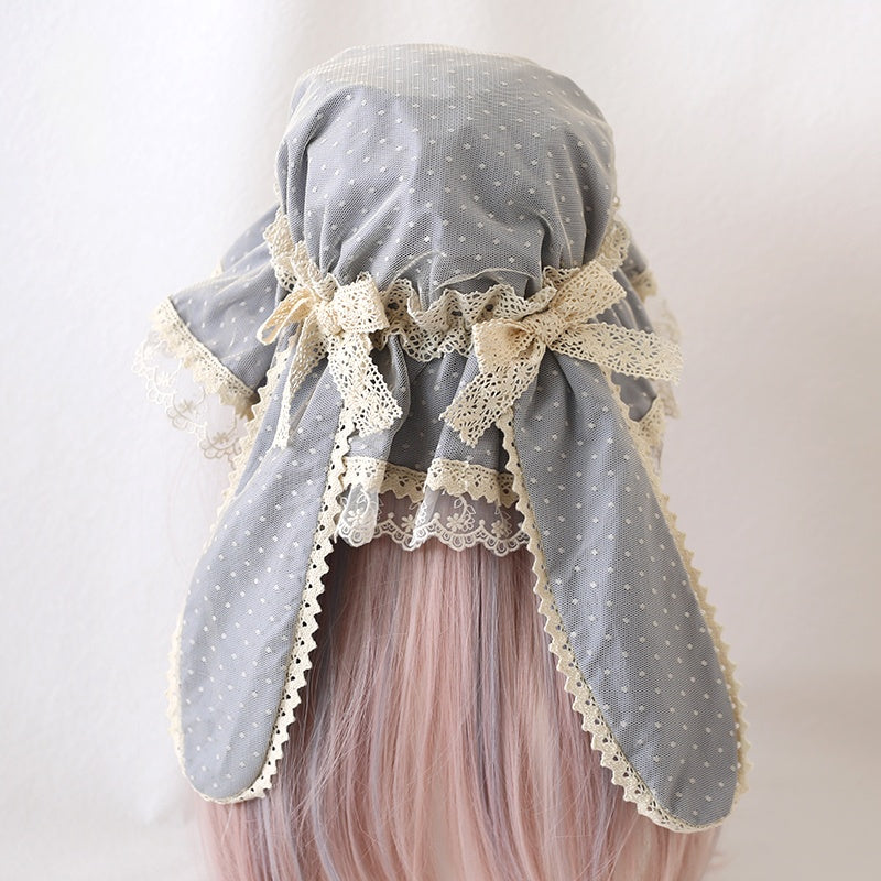 Retro Detachable Bunny Ear Lace Hat LA1013