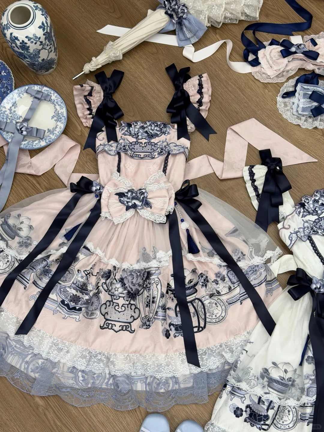 Celadon Jade Cup Japanese Style Blue JSK Dress