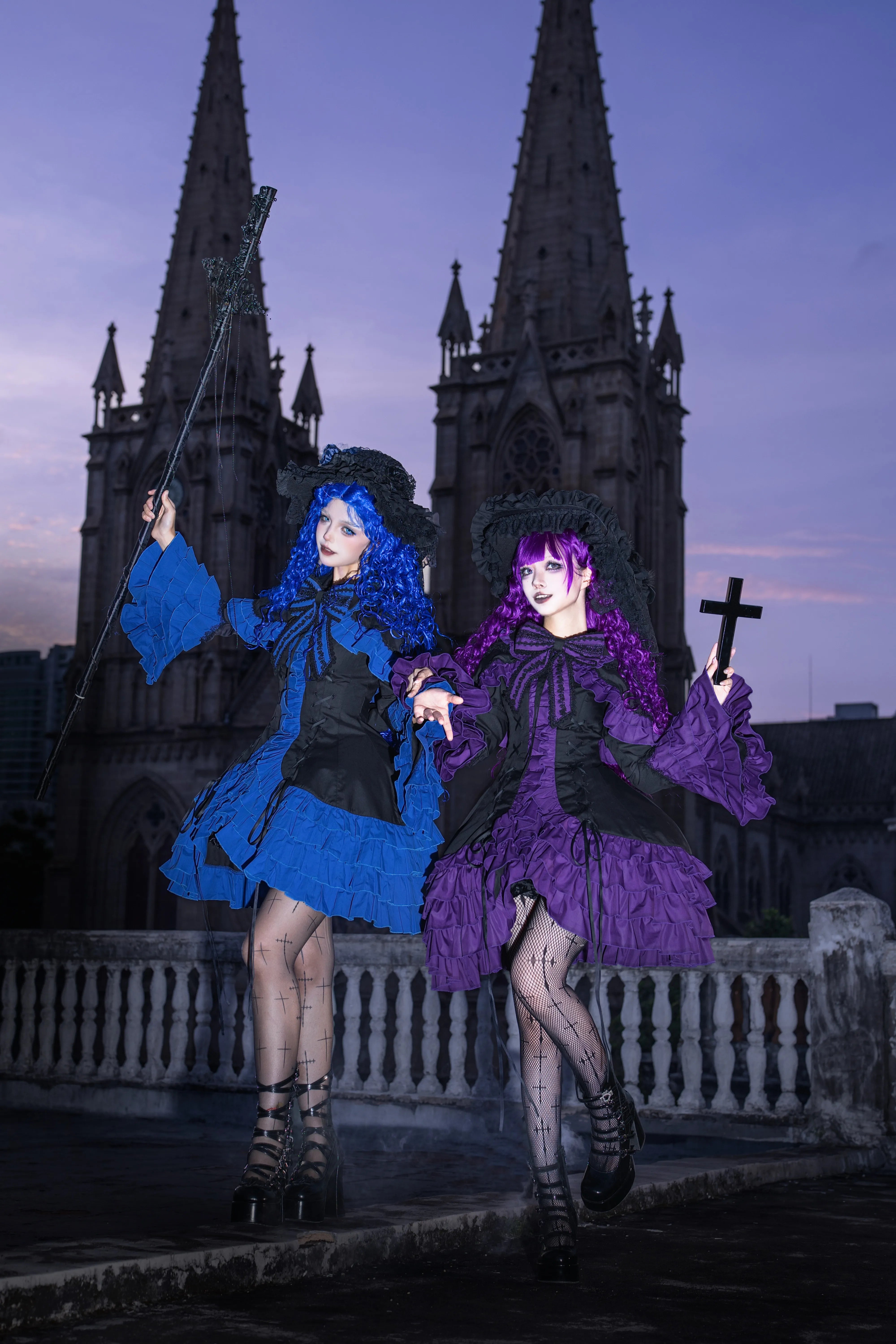 Dark Gothic Doll Twin Stars Lolita Blue OP Dress