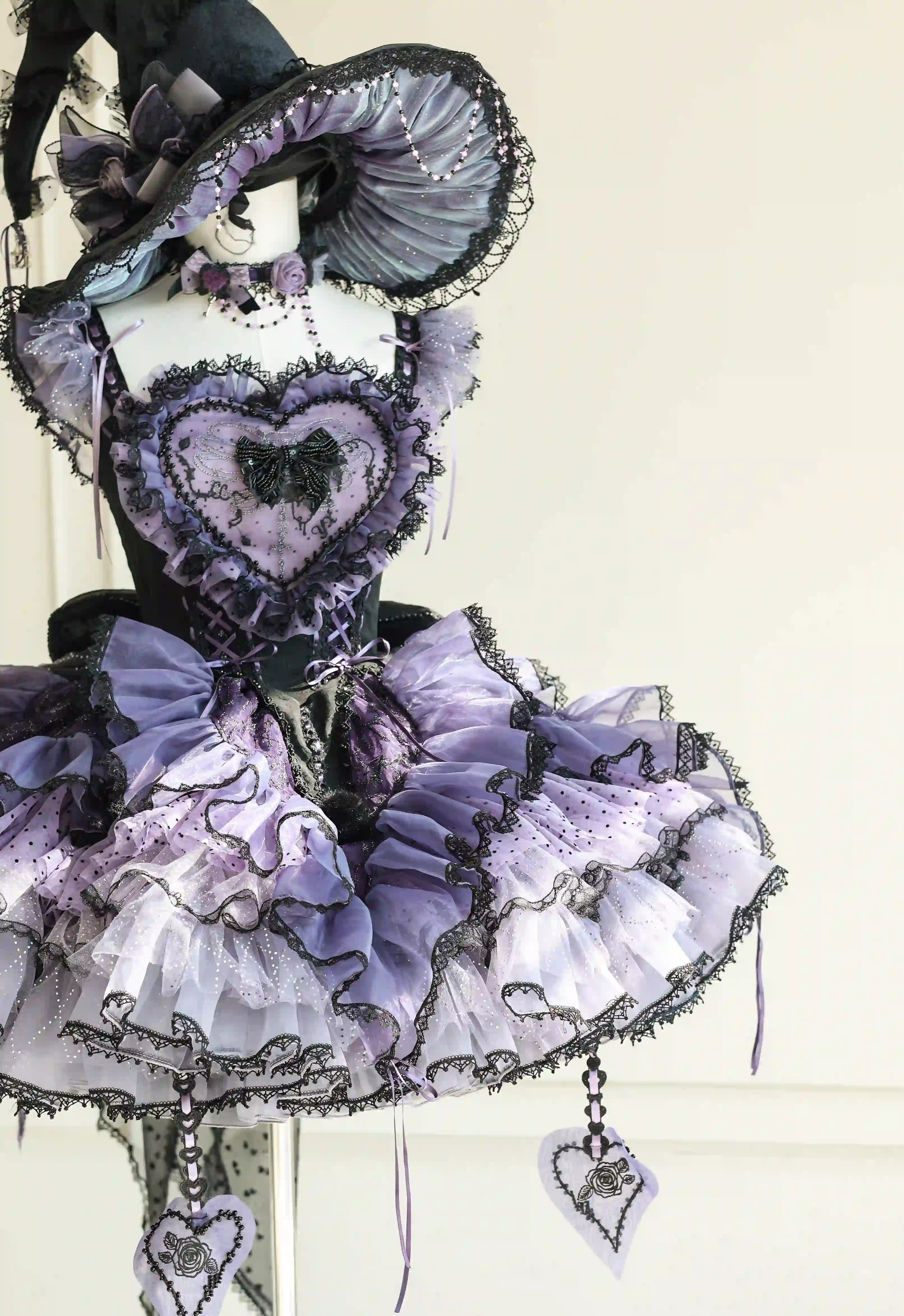 Rock Sweetheart Gothic Sweet Lolita Heart Corset Ruffle Mini Skirt Set