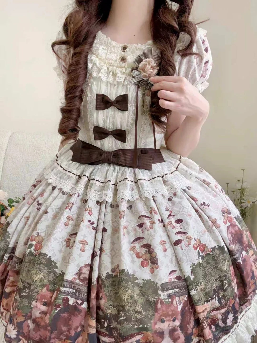 Magic Telegram Squirrel Fairytale Cottage Lolita Short OP