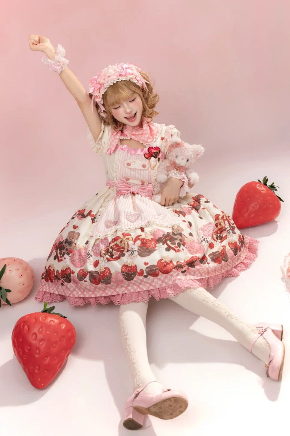 Stellar Mistfall Peach Berry Charm Sweet Lolita Daily Print OP Dress