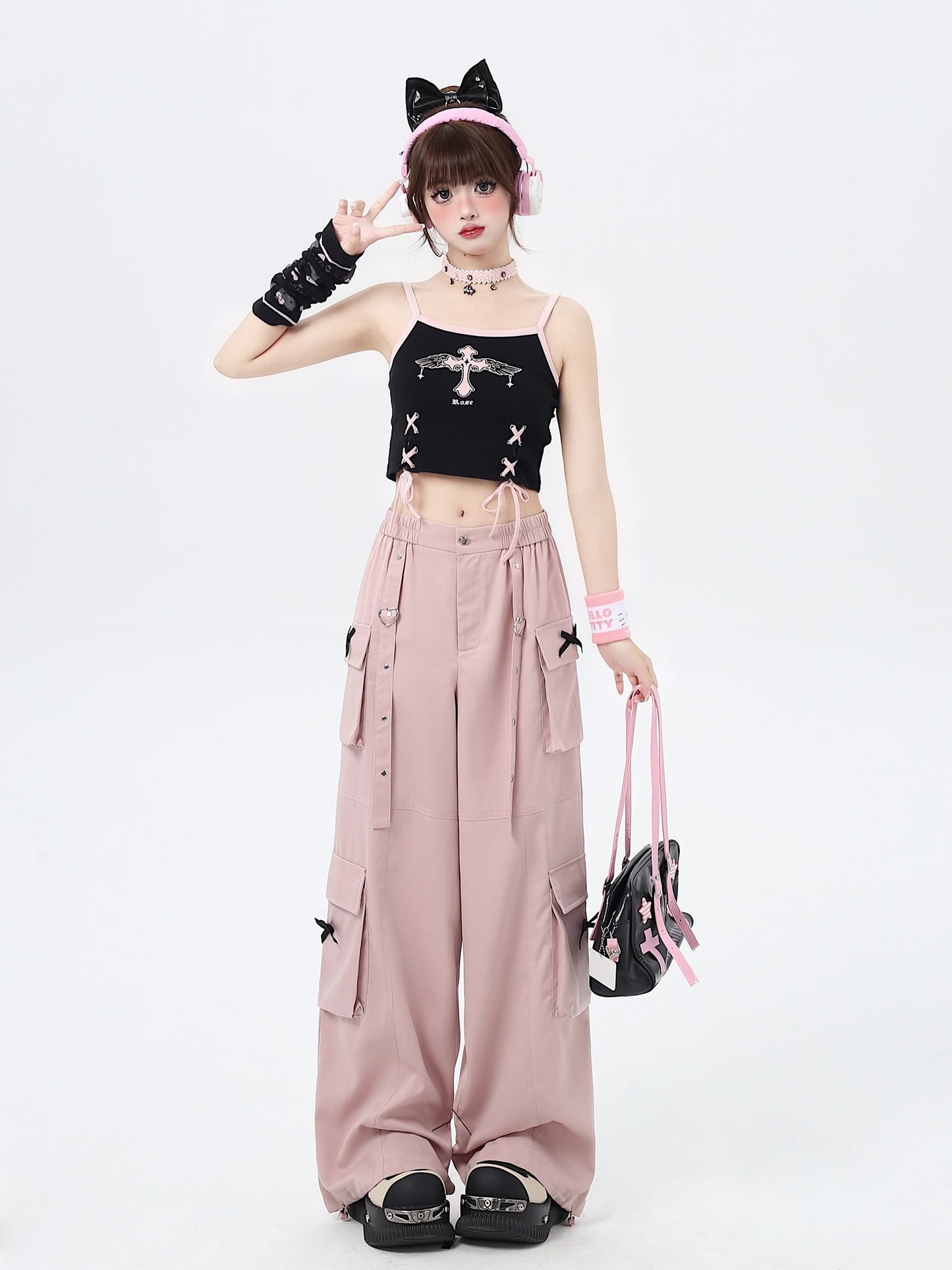 Y2K Trendy Sweet Goth Baggy Cargo Pants LE1023