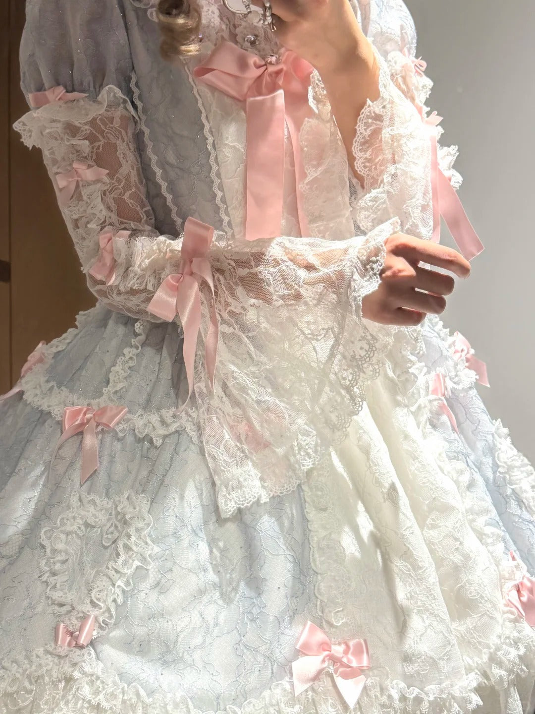 Lacy Doll Blue Rhinestone Lace Gorgeous Lolita OP