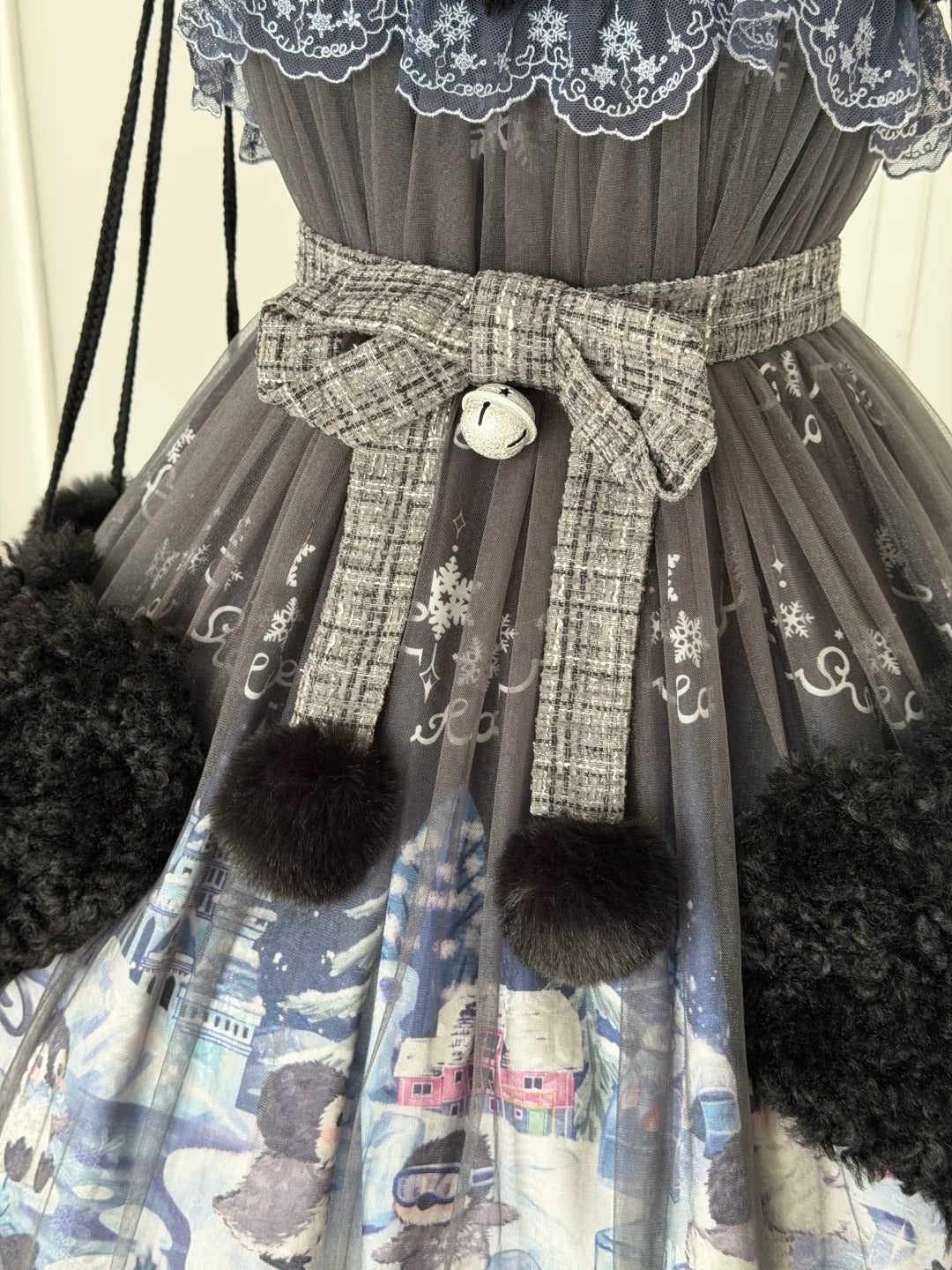 Penguin Snowball Cute Sweet Lolita Pink & Black JSK Dress