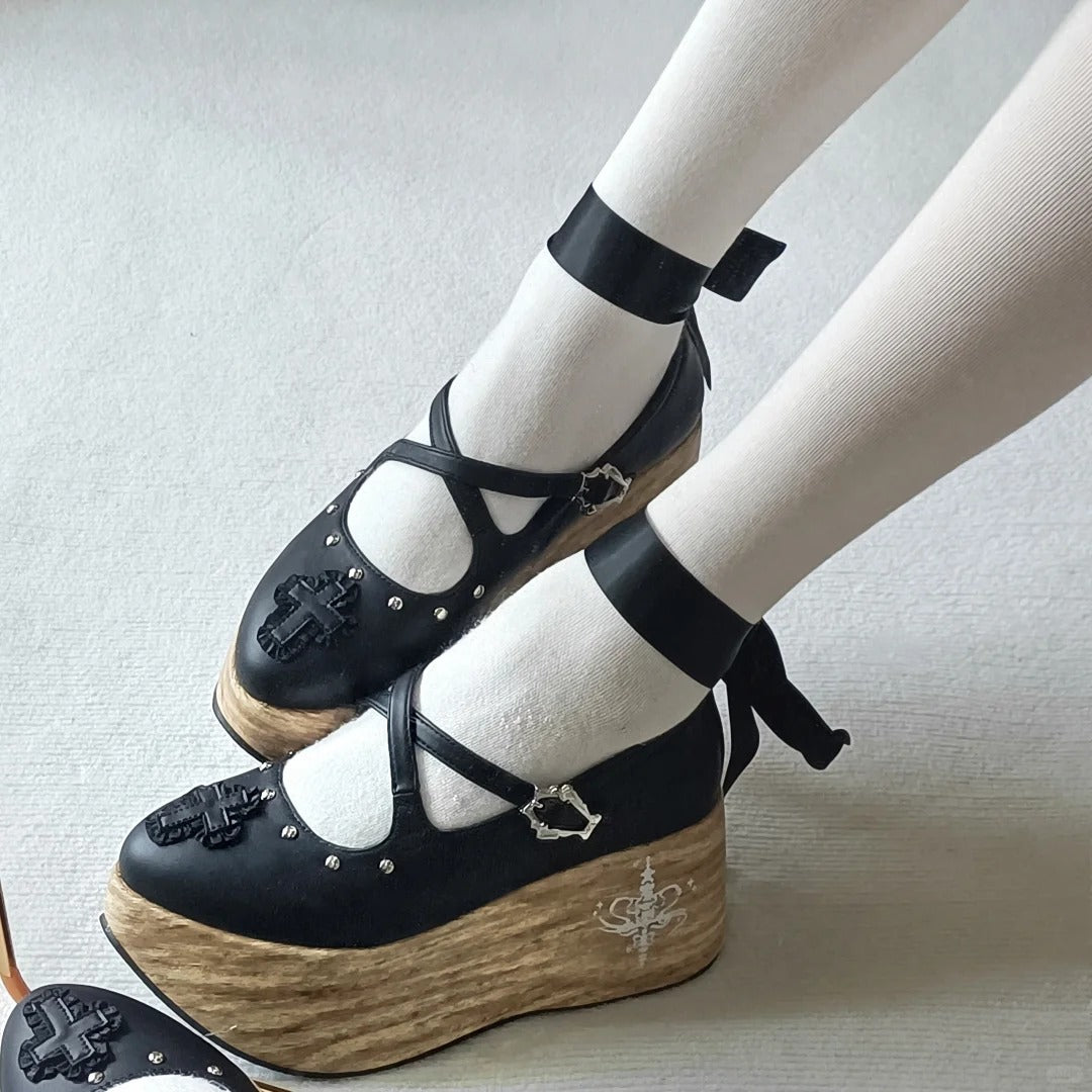 Puppet Lullaby Gothic Cross Rocking Horse Platform Shoes