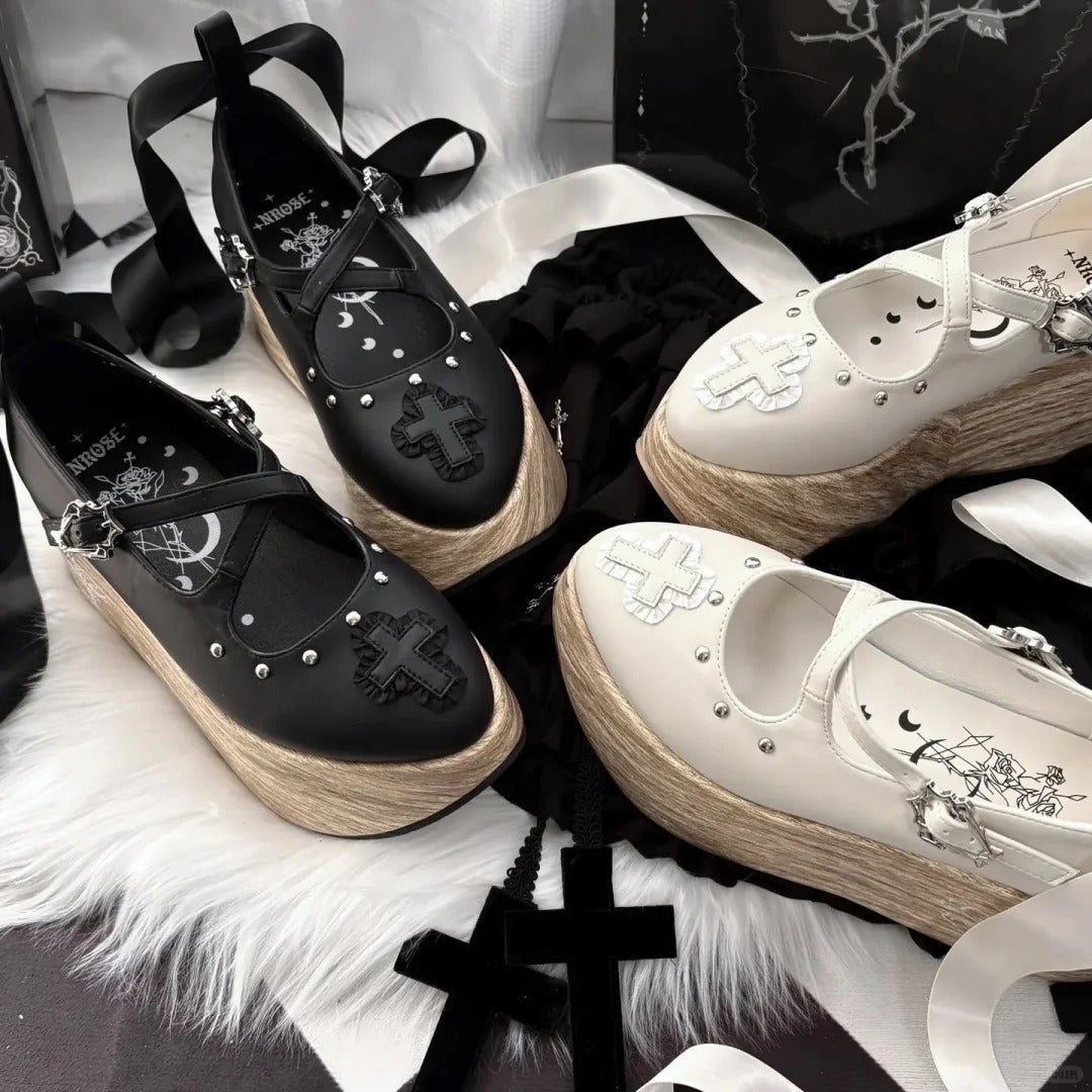 Puppet Lullaby Gothic Cross Rocking Horse Platform Shoes