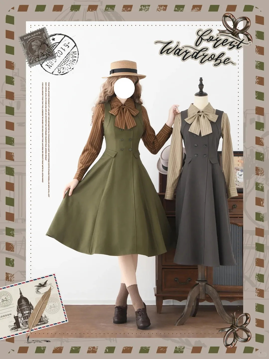 Misty Forest 6-Panel British Vintage Lolita JSK