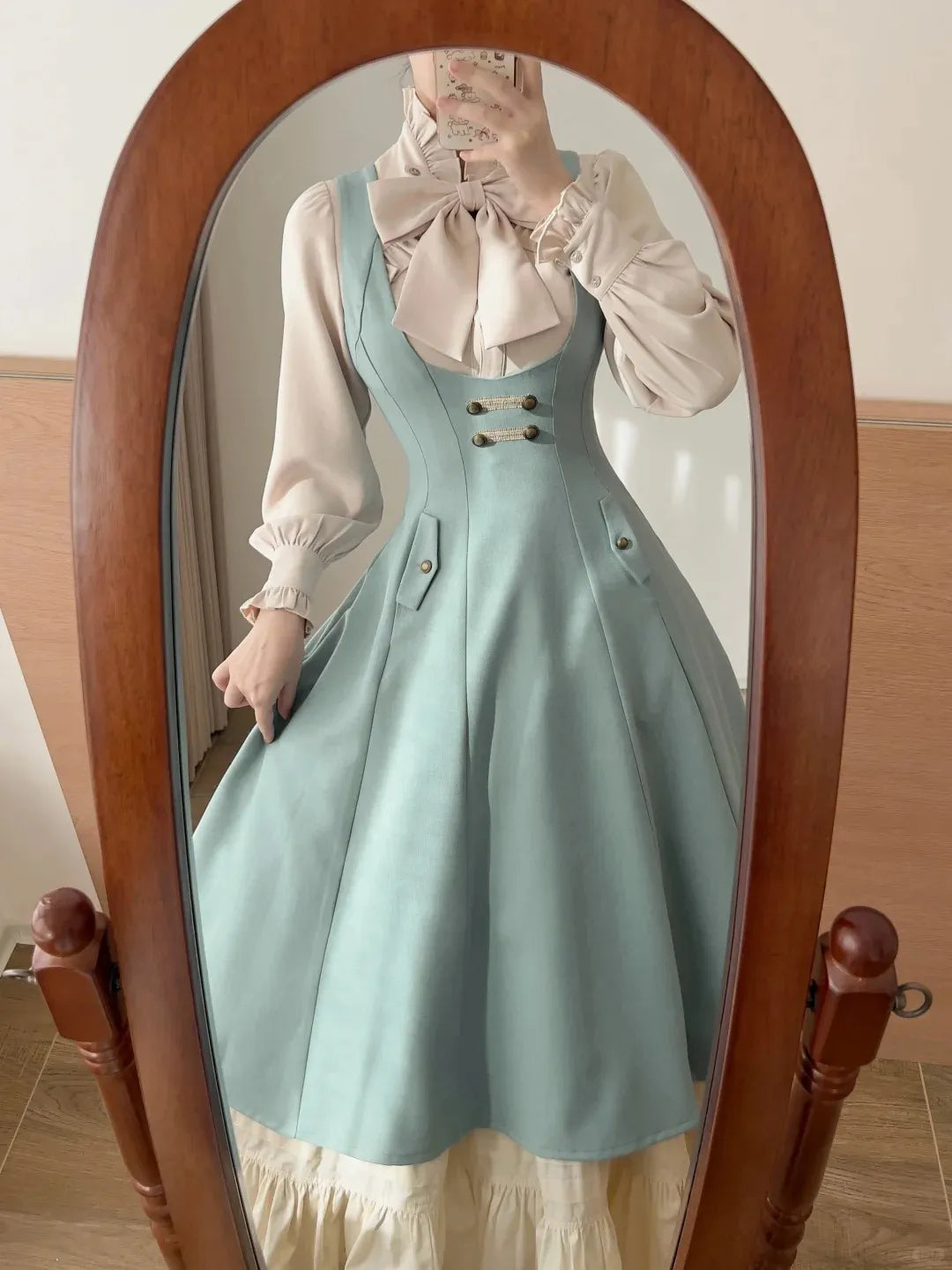Forest Corridor 10-Panel Bustier Waist-Cinching Lolita Pinafore Dress