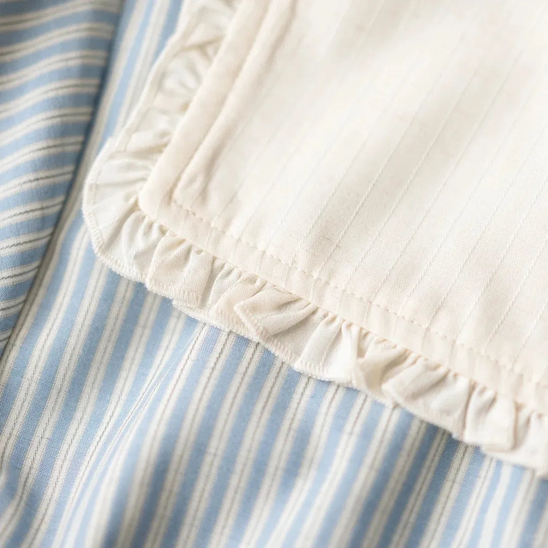 French Vintage Linen Cotton Short Sleeve Swing Dress