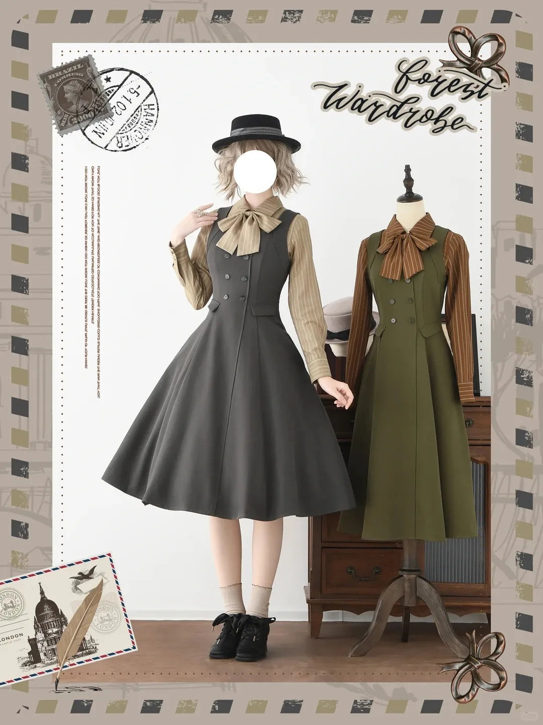 Misty Forest 6-Panel British Vintage Lolita JSK