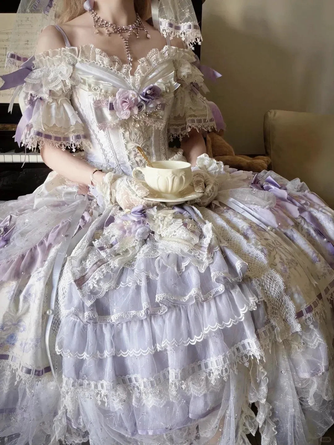 Elegant Floral Bridal Gorgeous Hanayome Style Lolita Dress