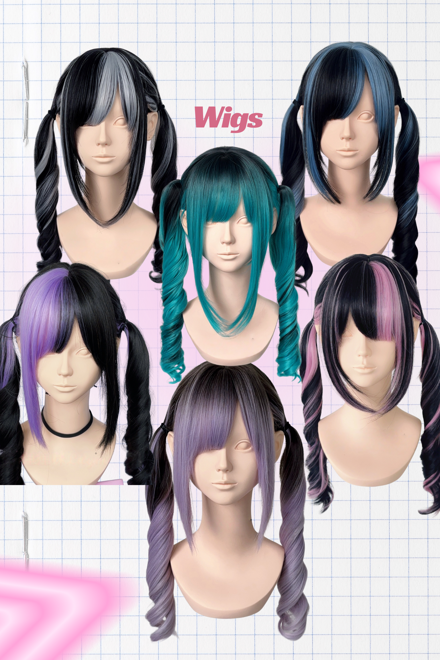 J-Fashion Highlight Wavy Twin Tail Wig
