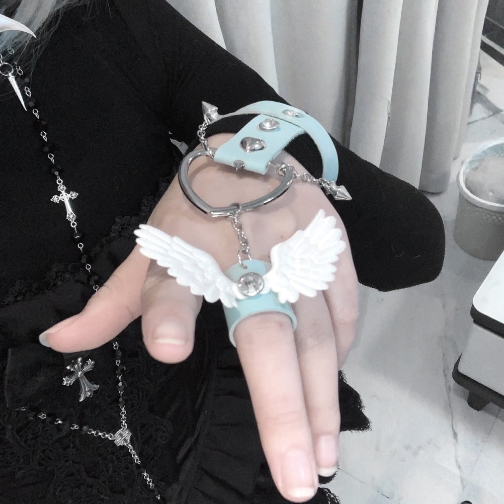 Y2K Cute Aqua Angel Wing Bracelet LE6011