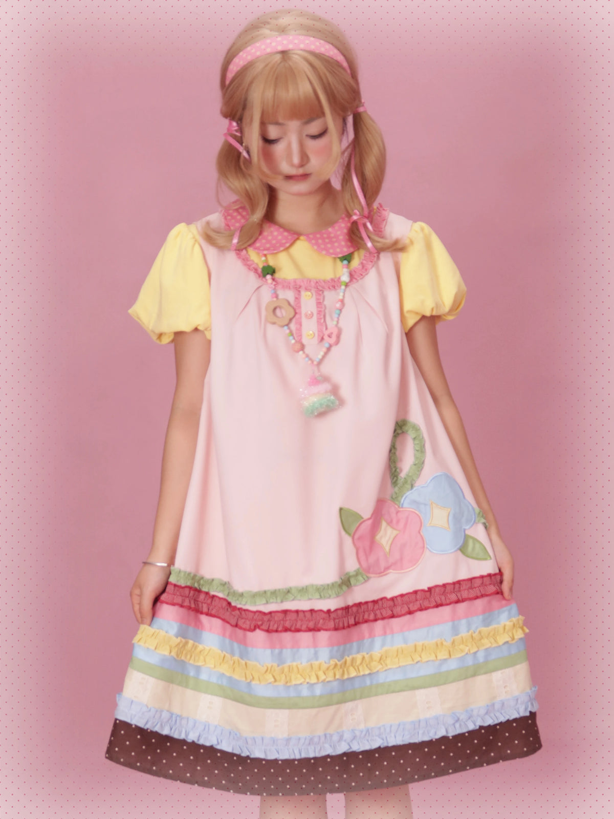 Morning Glory Embroidery Lolita Taisho Style Spliced Jumper Skirt