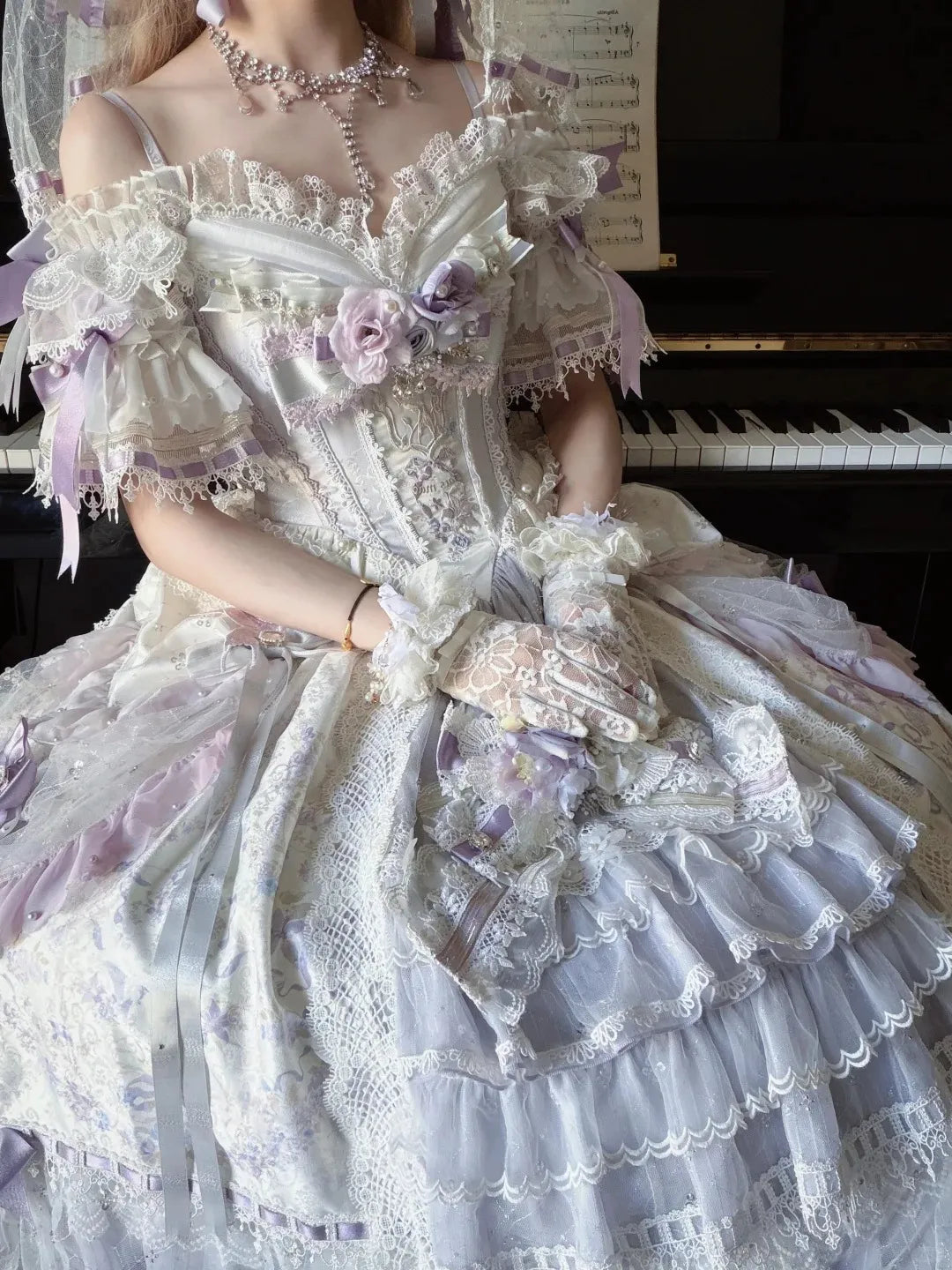 Elegant Floral Bridal Gorgeous Hanayome Style Lolita Dress