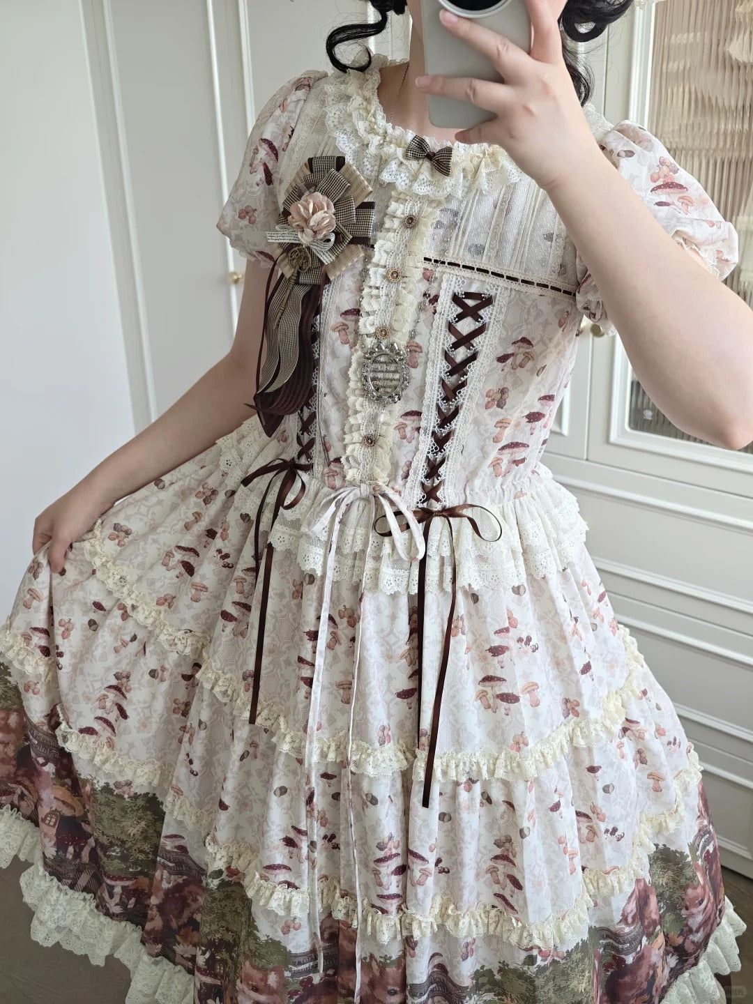 Magic Telegram Squirrel Fairytale Cottage Lolita Long OP