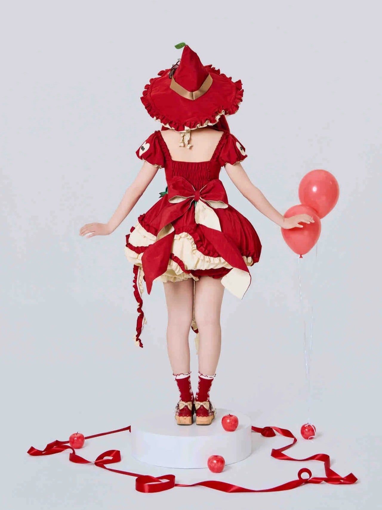 Magic Apple Red Cartoon Sweet Lolita OP Set with Bloomers