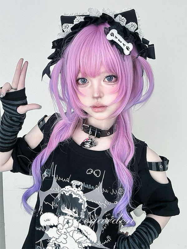 Long Magenta Purple Mixed Color Jellyfish Wig LE7022