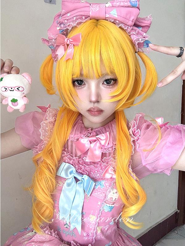 Y2K Golden Jellyfish Long Wavy Wig LE7016
