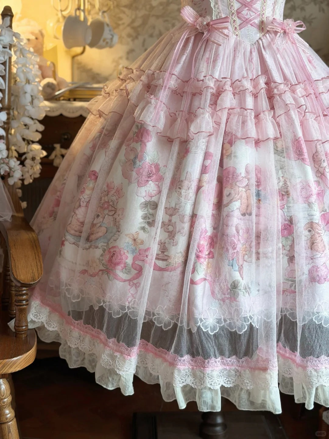 Pink Jacquard Print Sweet Classic Lolita JSK