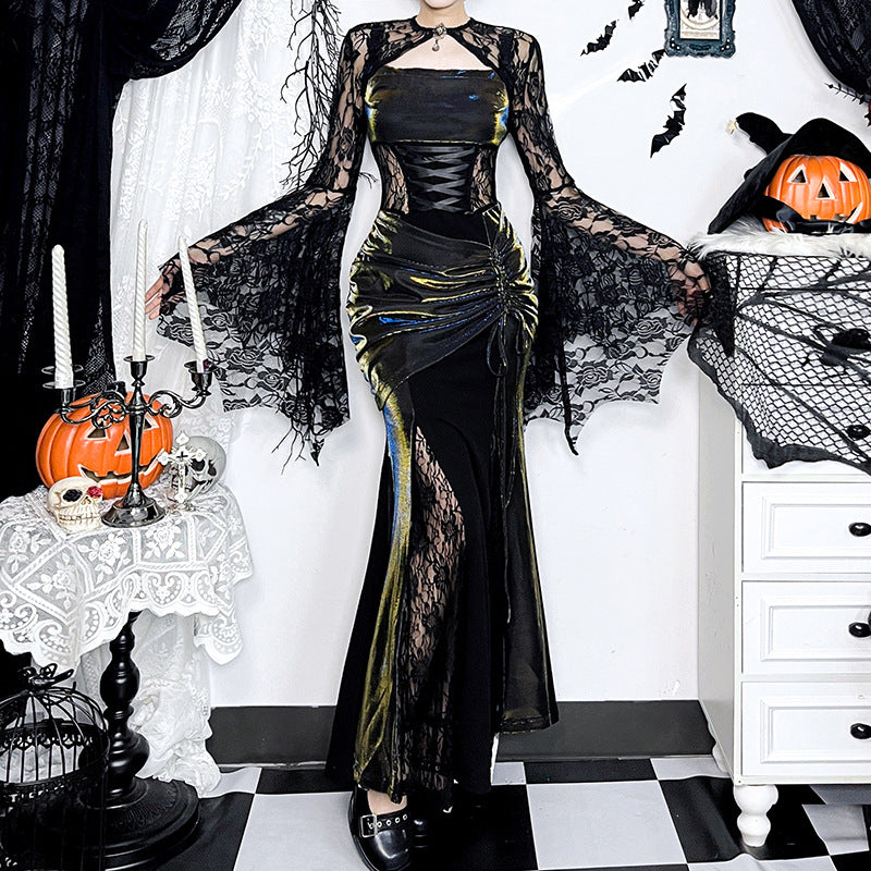 Lolita Gothic Halloween Witch fishtail dress set LG1015