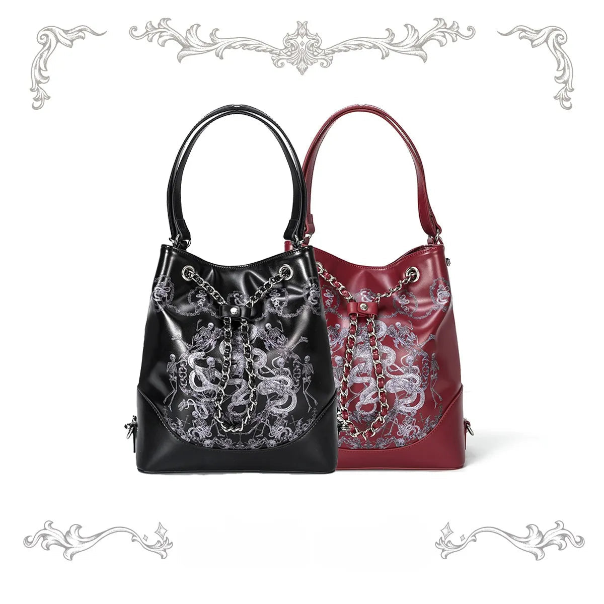 Snake Bone Hell Gothic Small Ita Underarm Shoulder Bag