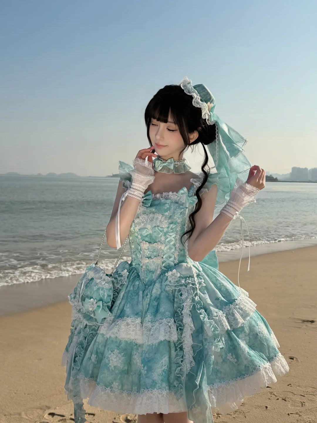 Jellyfish Pear Blossom Daily Lolita Blue JSK Dress