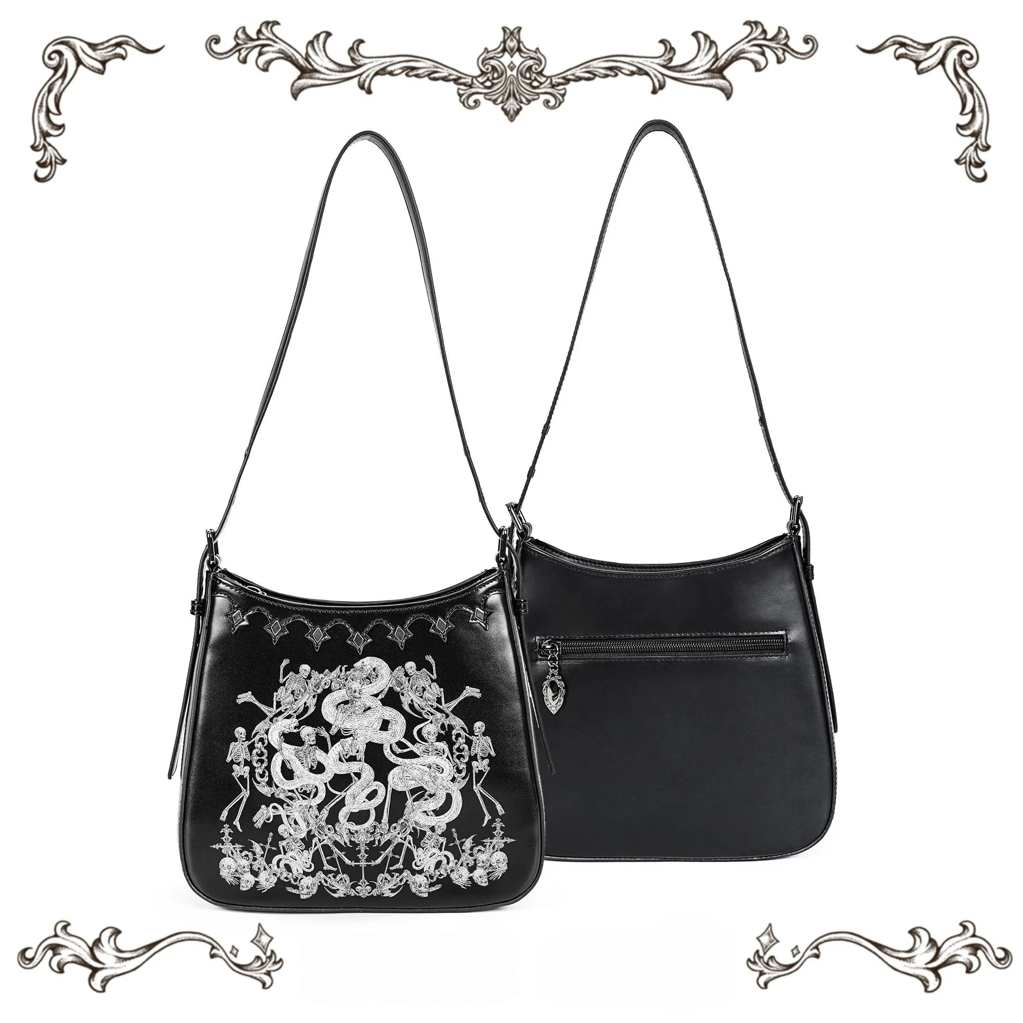 Snake Bone Hell Gothic Mini Ita Underarm Shoulder Bag