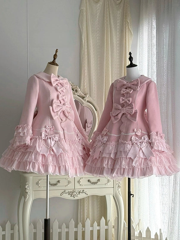 Pearl Petal Lolita Original Autumn & Winter Pink Outer Coat