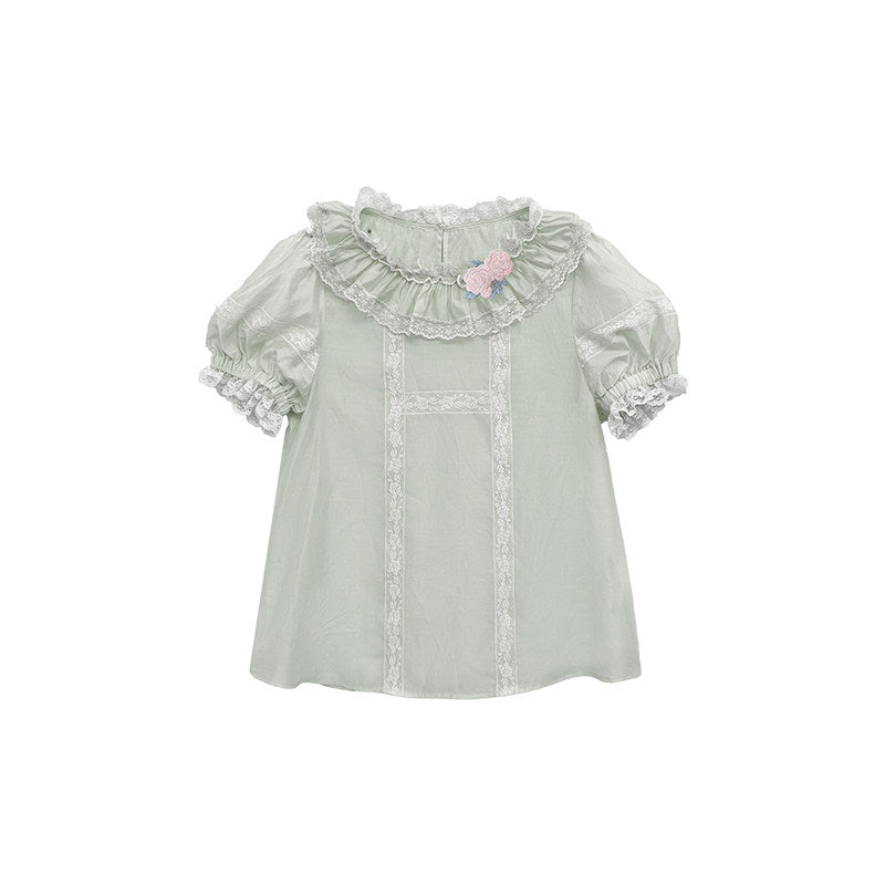 Morning Dew Rose Blue Green Hanfu Lolita JSK Dress Set