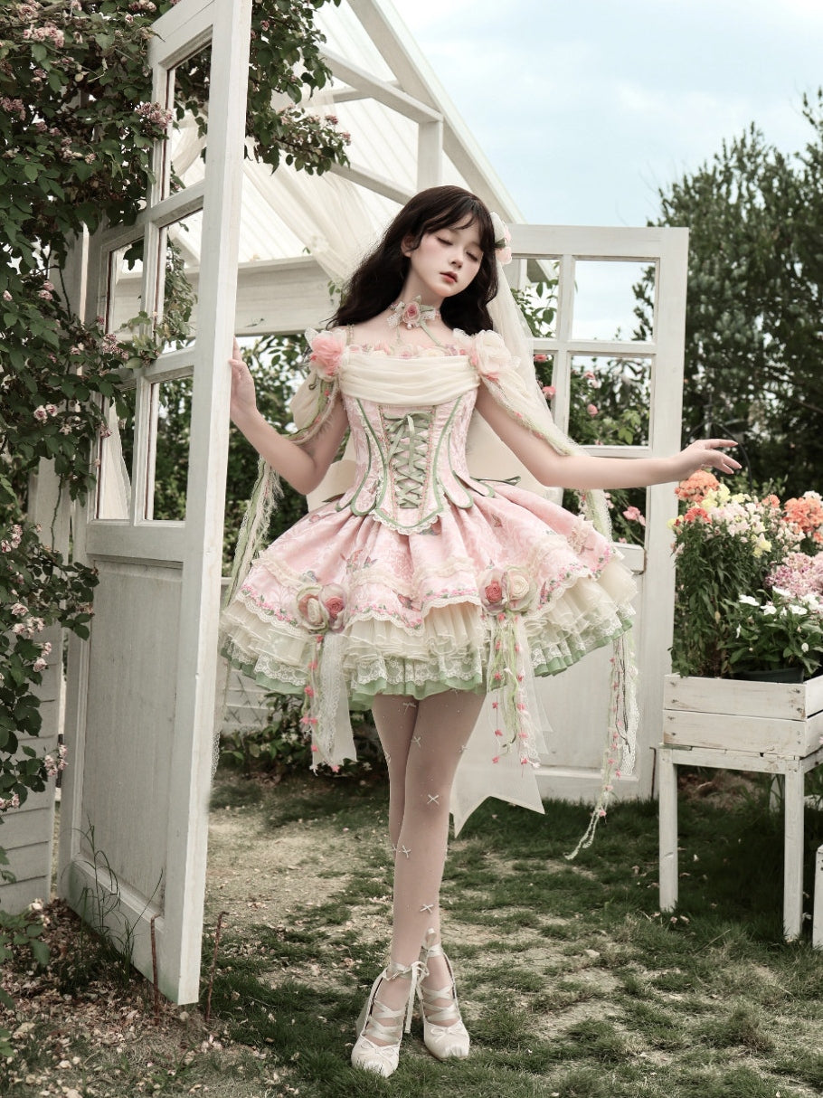 Spring Ivy Vines Lolita Corset & Skirt Set